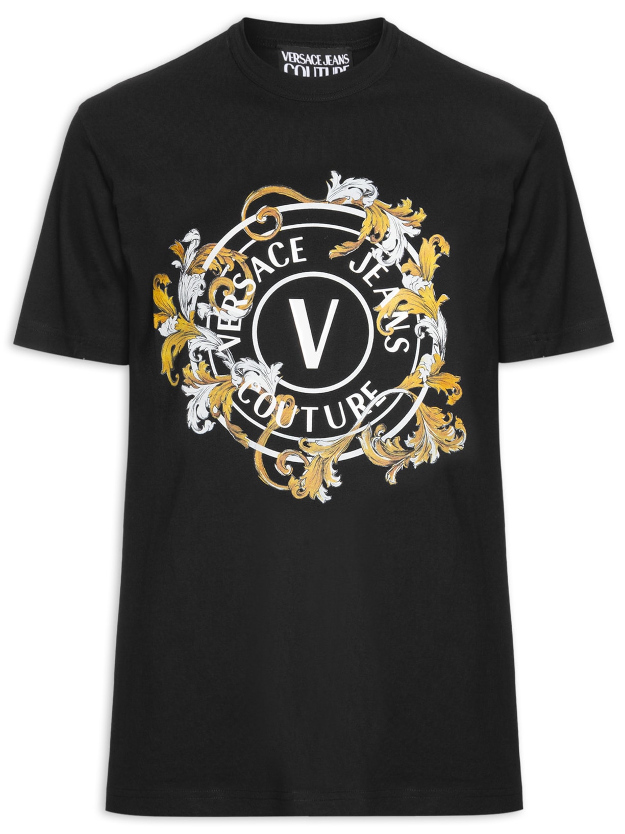 Camiseta Masculina Manga Curta Barroca Preto Versace Jeans Couture