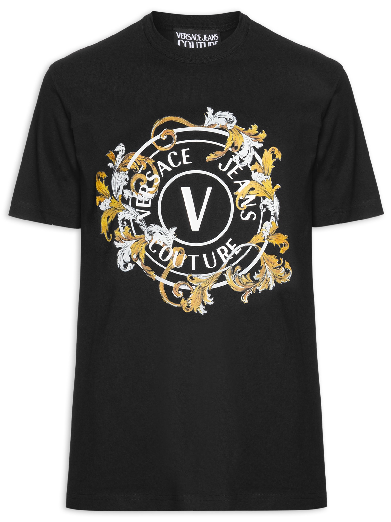 Versace Jeans Couture - Camiseta Masculina Manga Curta Barroca - Preto