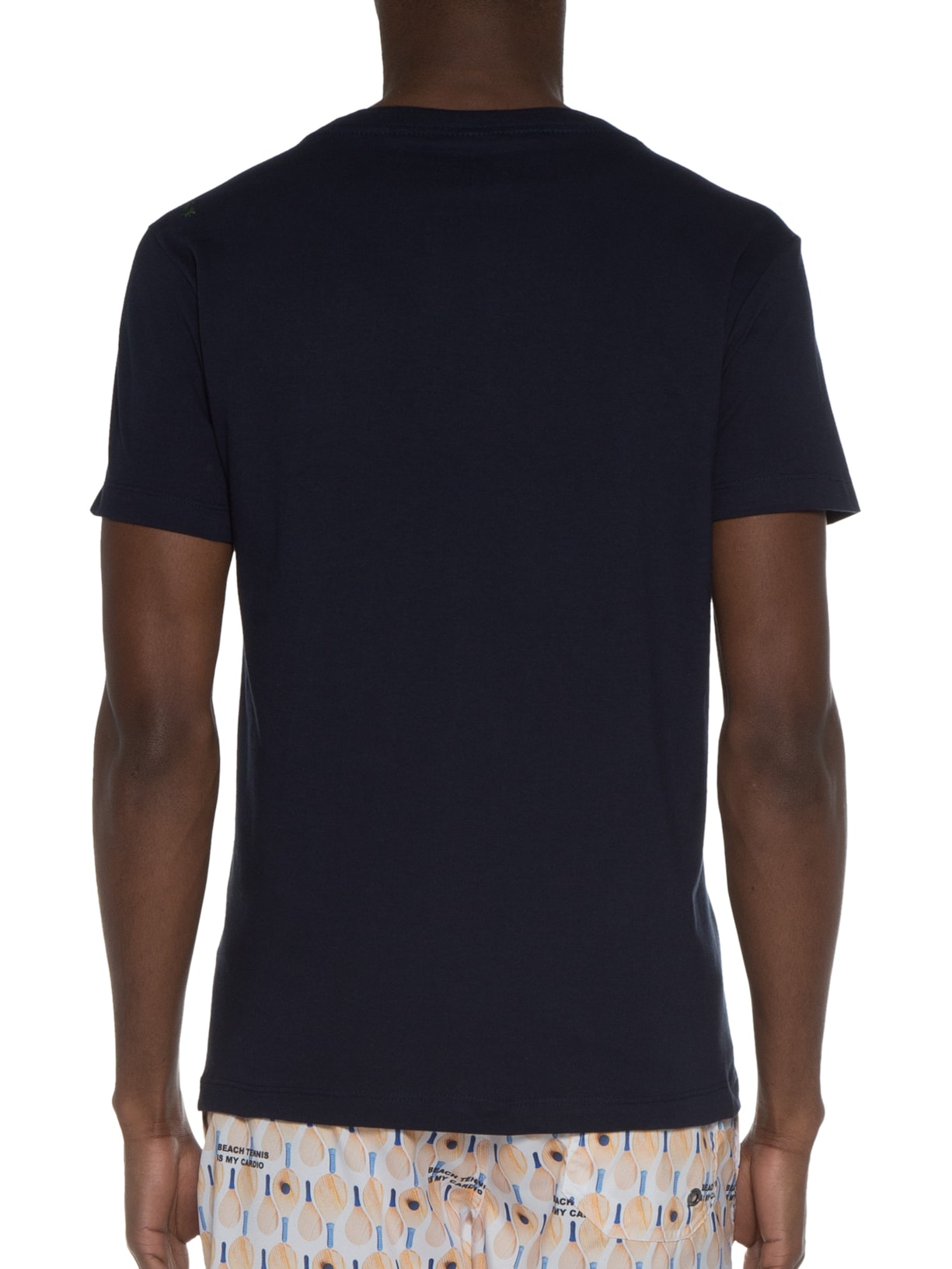 Camiseta Masculina Manga Curta Básica Gola V Azul Sergio K