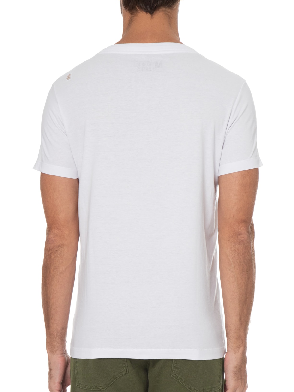 Camiseta Masculina Manga Curta Básica Gola V Branco Sergio K
