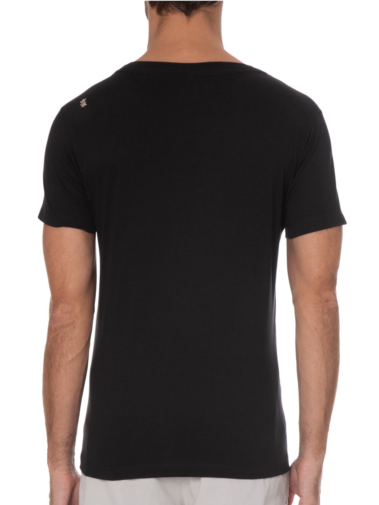 Camiseta Masculina Manga Curta Básica Gola V Preto Sergio K