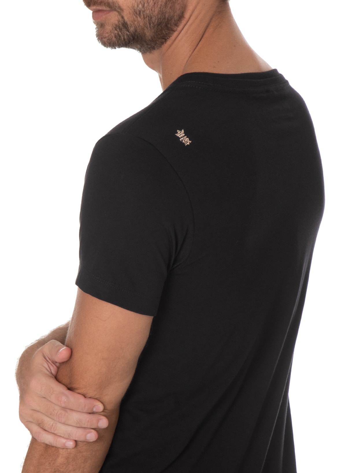 Camiseta Masculina Manga Curta Básica Gola V Preto Sergio K