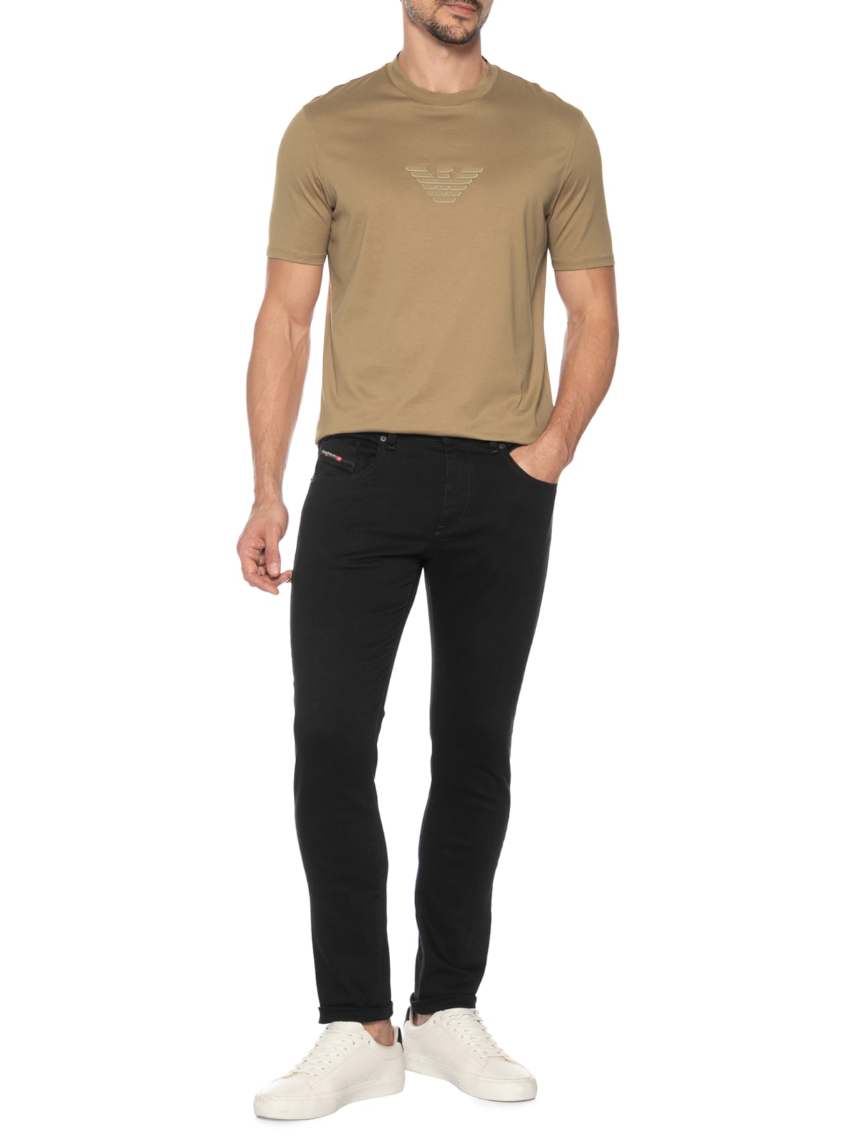 Camiseta Masculina Manga Curta Bege Emporio Armani
