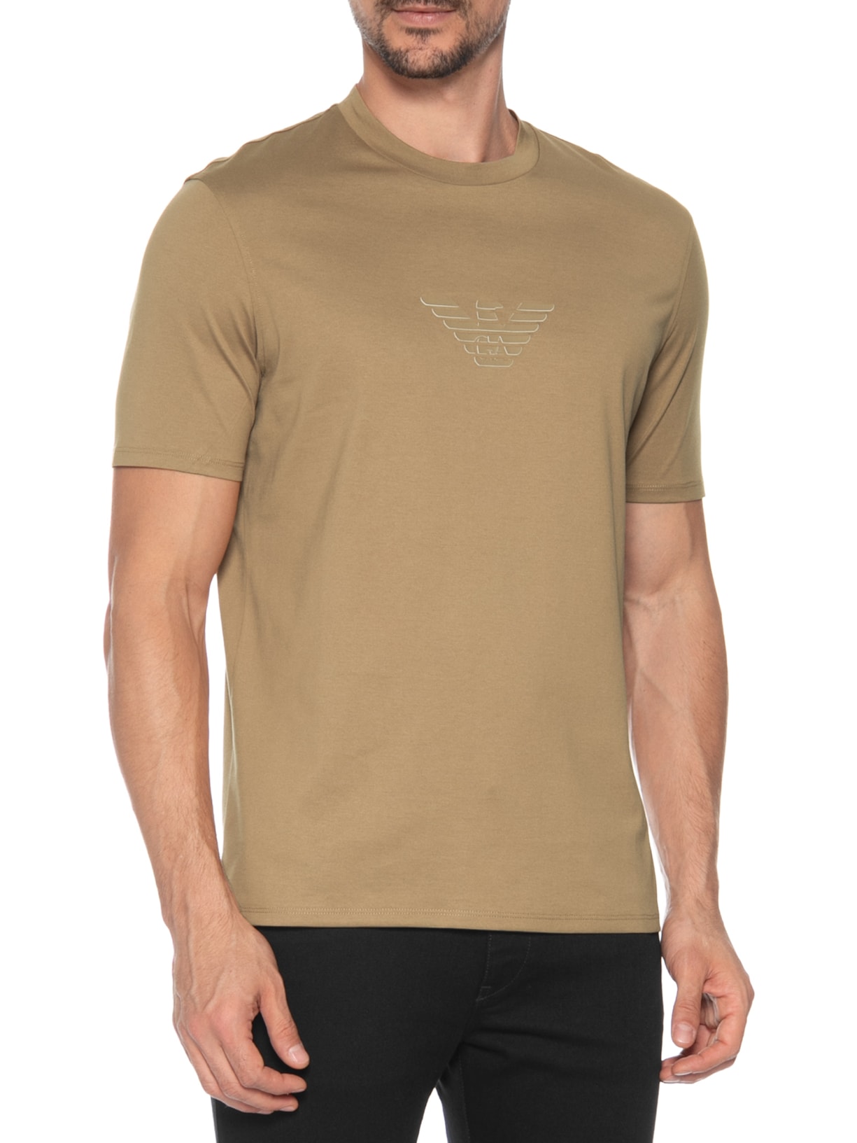 Camiseta Masculina Manga Curta Bege Emporio Armani