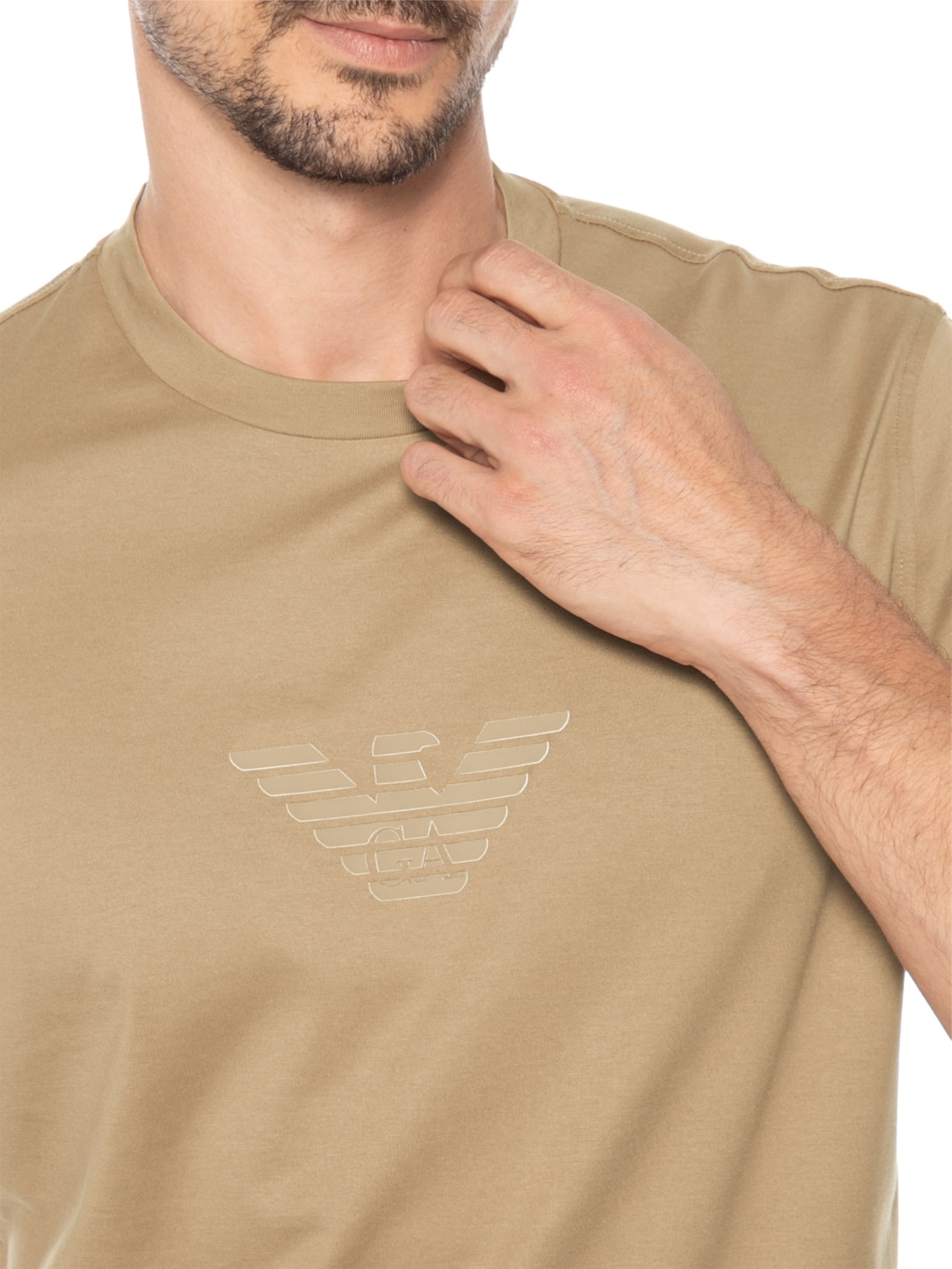 Camiseta Masculina Manga Curta Bege Emporio Armani