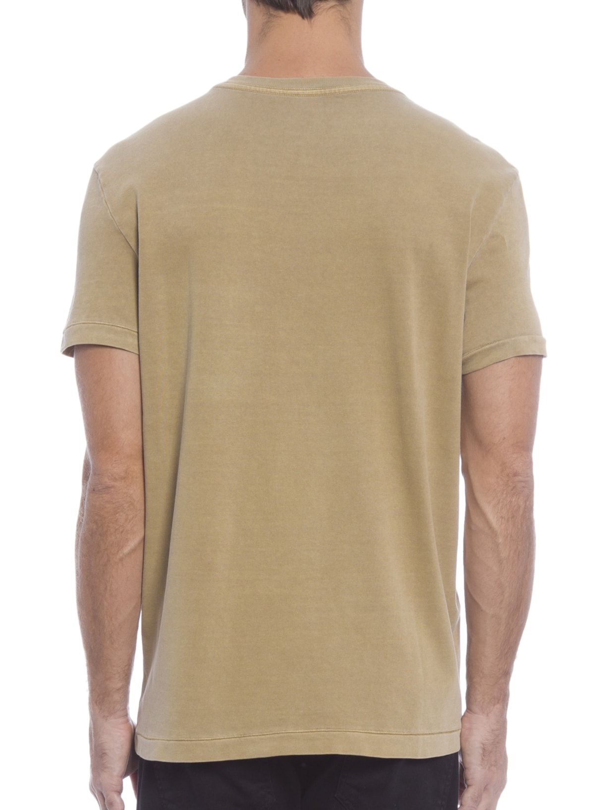 Camiseta Masculina  Manga Curta Bolso Brasão Bege Osklen