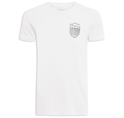 Camiseta Masculina Manga Curta Bolso Brasão - Branco
