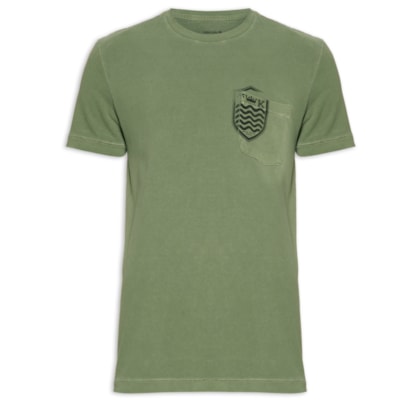 Camiseta Masculina Manga Curta Bolso Brasão - Verde