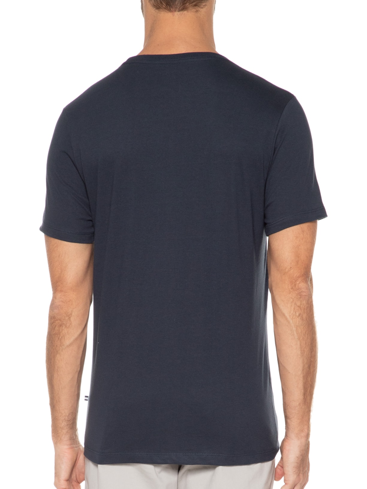 Camiseta Masculina Manga Curta Bordada Azul Nautica