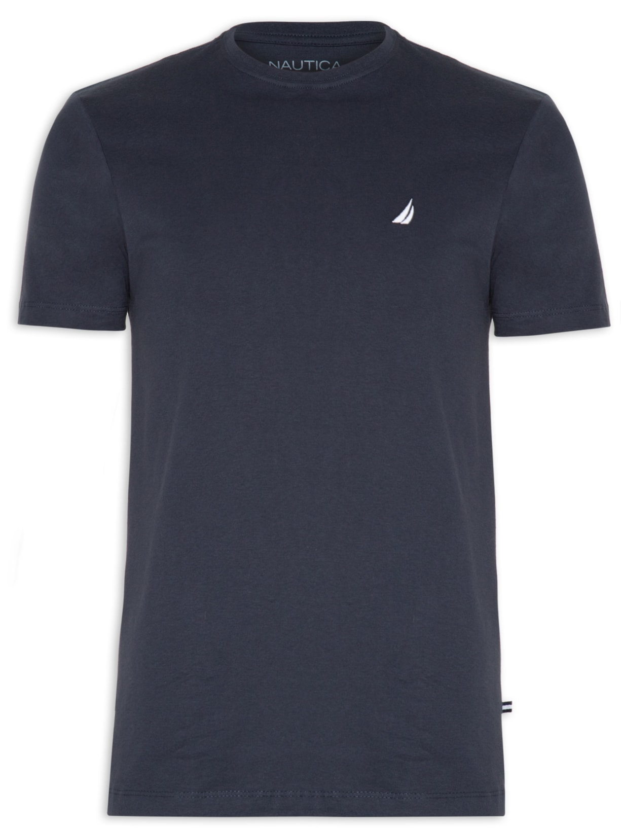Camiseta Masculina Manga Curta Bordada Azul Nautica