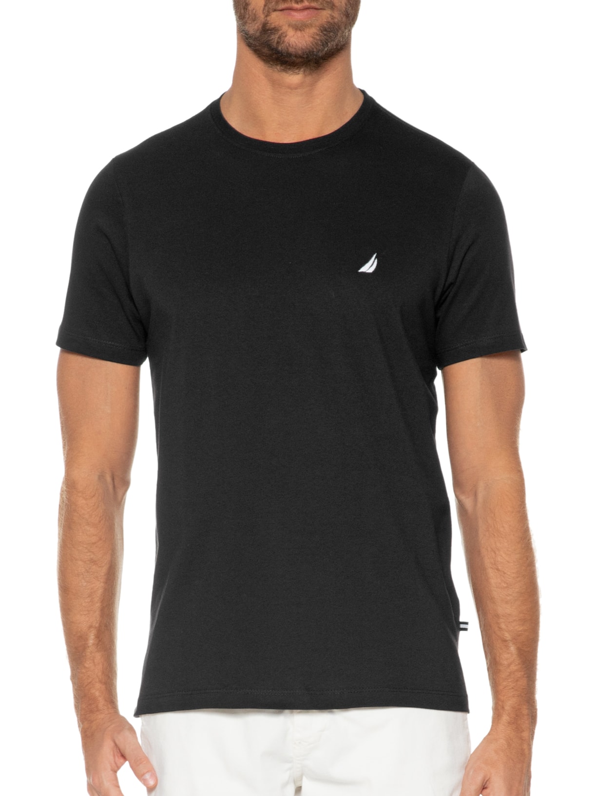 Camiseta Masculina Manga Curta Bordada Preto Nautica