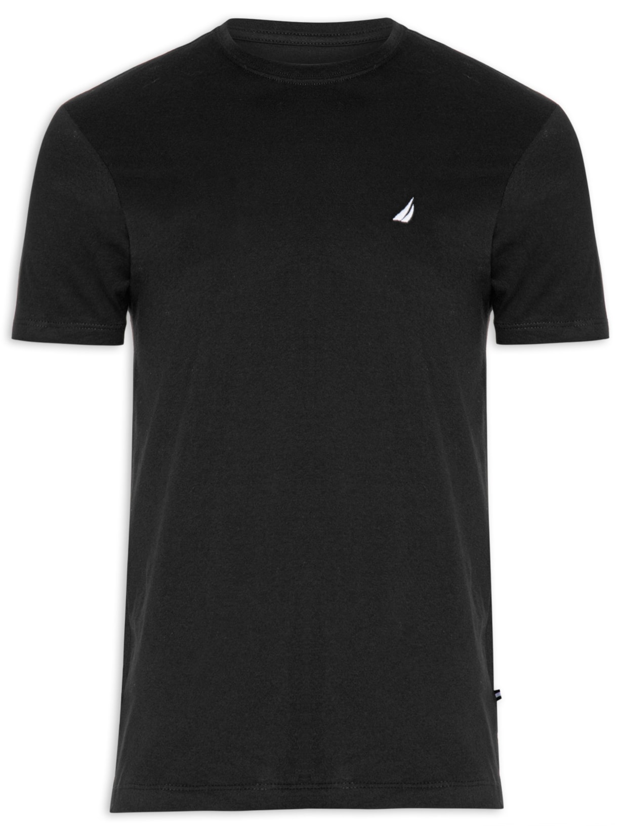 Camiseta Masculina Manga Curta Bordada Preto Nautica
