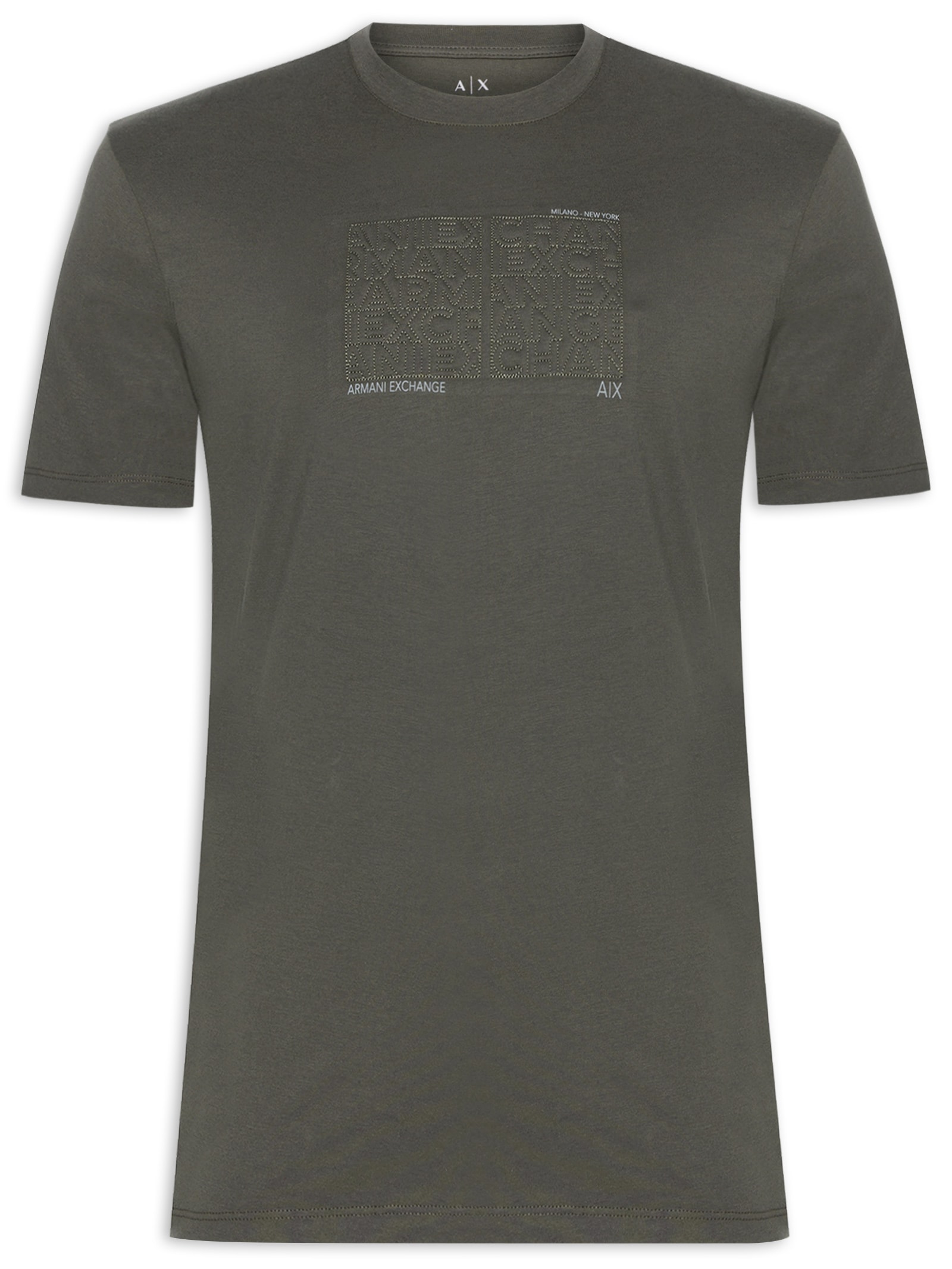 Armani Exchange - Camiseta Masculina Manga Curta Bordada - Verde