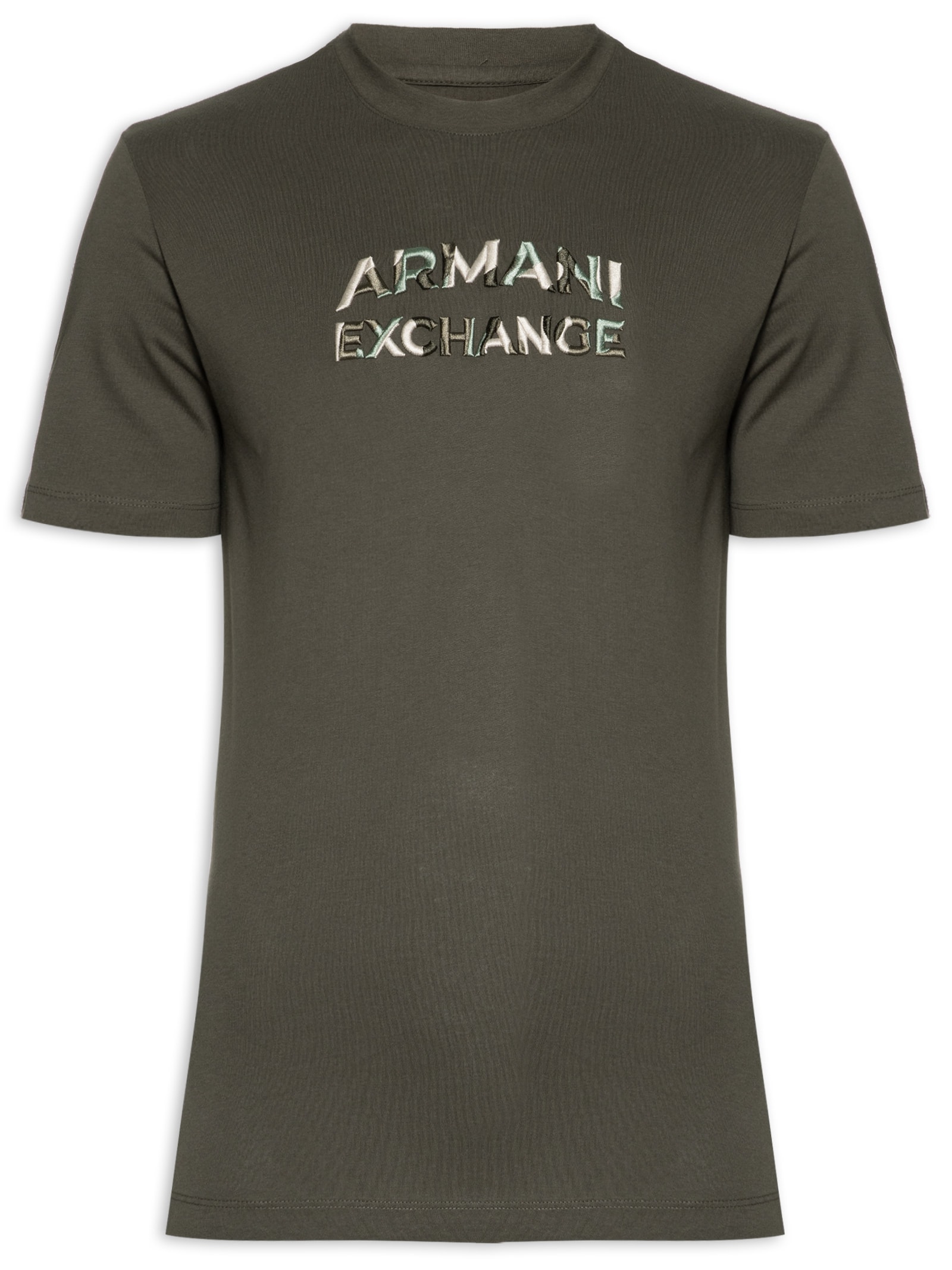 Armani Exchange - Camiseta Masculina Manga Curta Bordada - Verde
