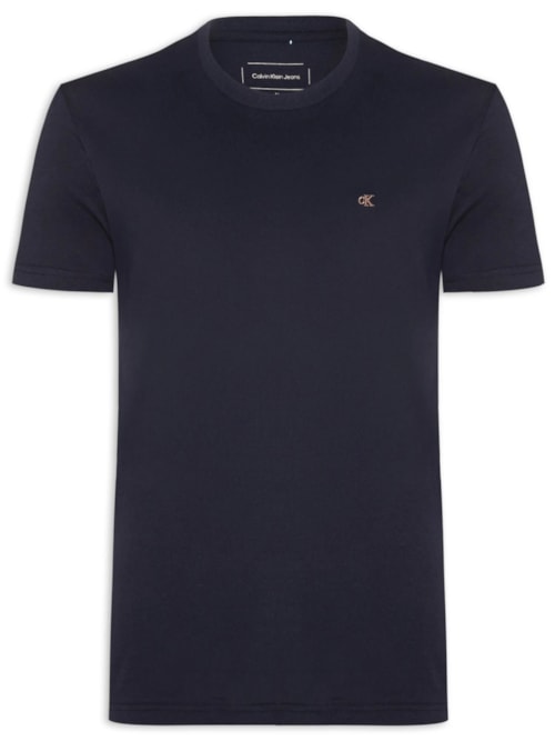 Camiseta Masculina Manga Curta Bordado - Azul