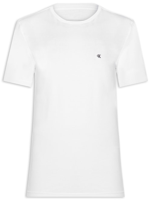 Camiseta Masculina Manga Curta Bordado - Branco