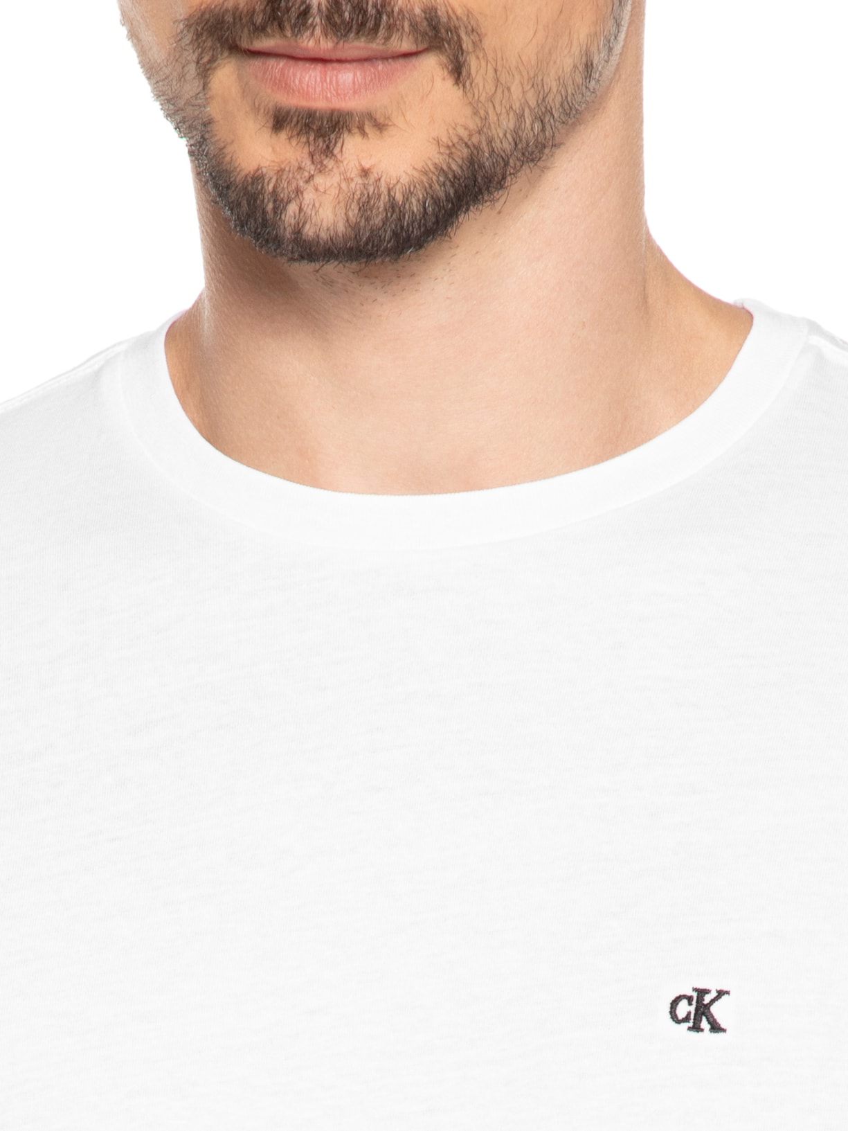 Camiseta Masculina Manga Curta Bordado Branco  Calvin Klein Jeans
