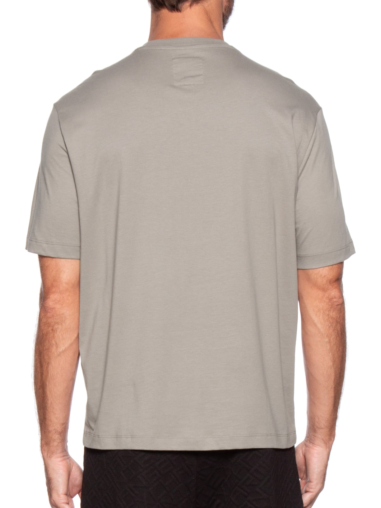 Camiseta Masculina Manga Curta Bordado Logo Bege Armani Exchange