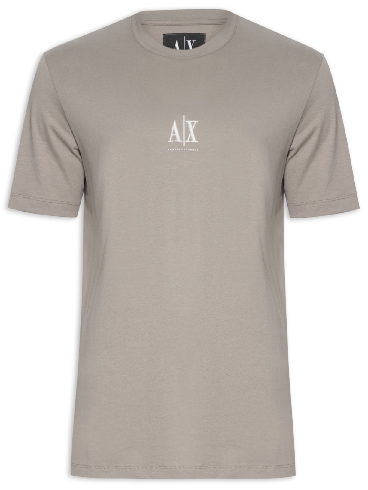 Camiseta Masculina Manga Curta Bordado Logo Bege Armani Exchange