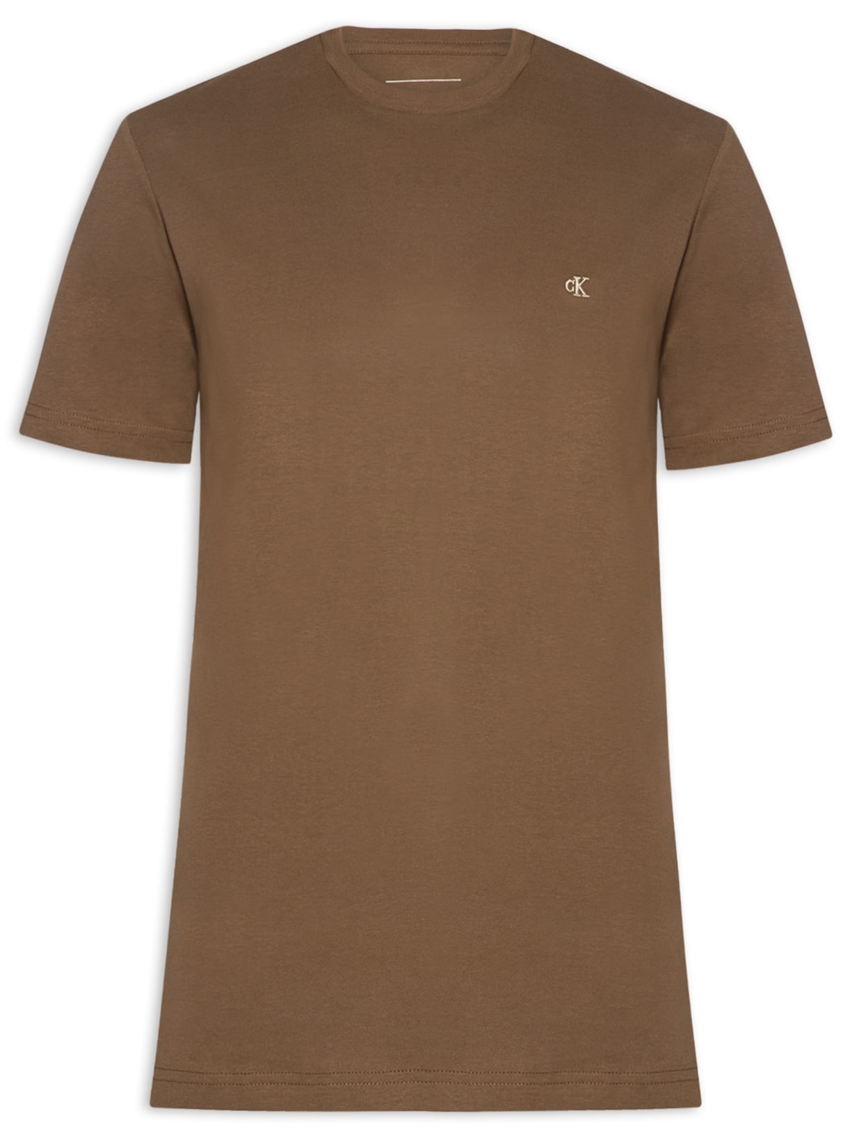 Camiseta Masculina Manga Curta Bordado - Marrom