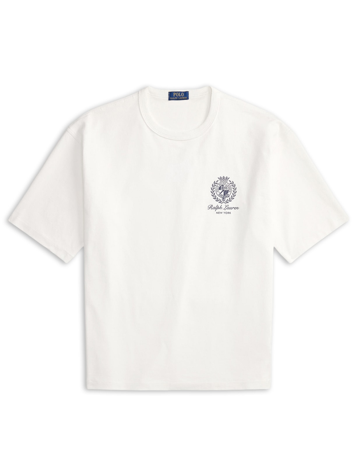 Camiseta Masculina Manga Curta Bordado Preppy - Branco