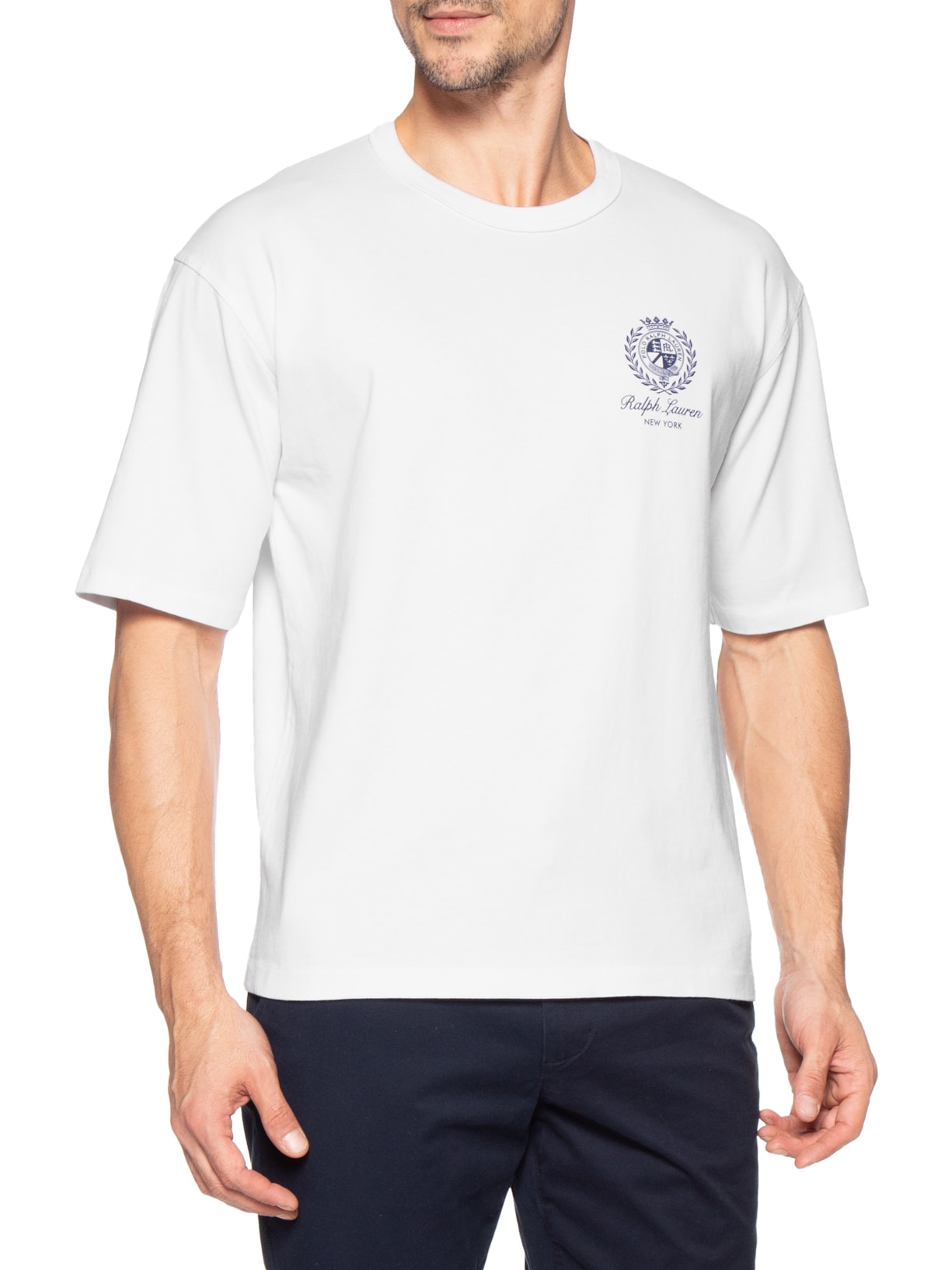 Camiseta Masculina Manga Curta Bordado Preppy Branco Polo Ralph Lauren