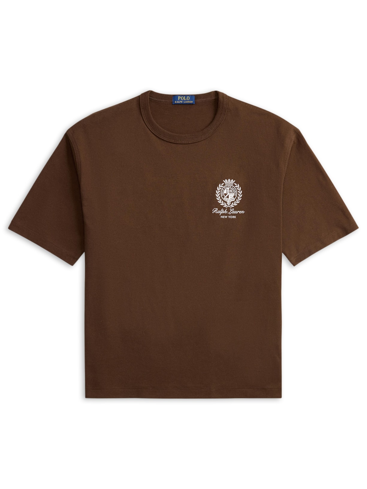 Camiseta Masculina Manga Curta Bordado Preppy - Marrom