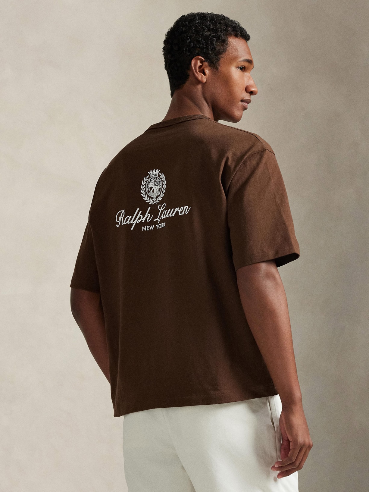 Camiseta Masculina Manga Curta Bordado Preppy Marrom Polo Ralph Lauren