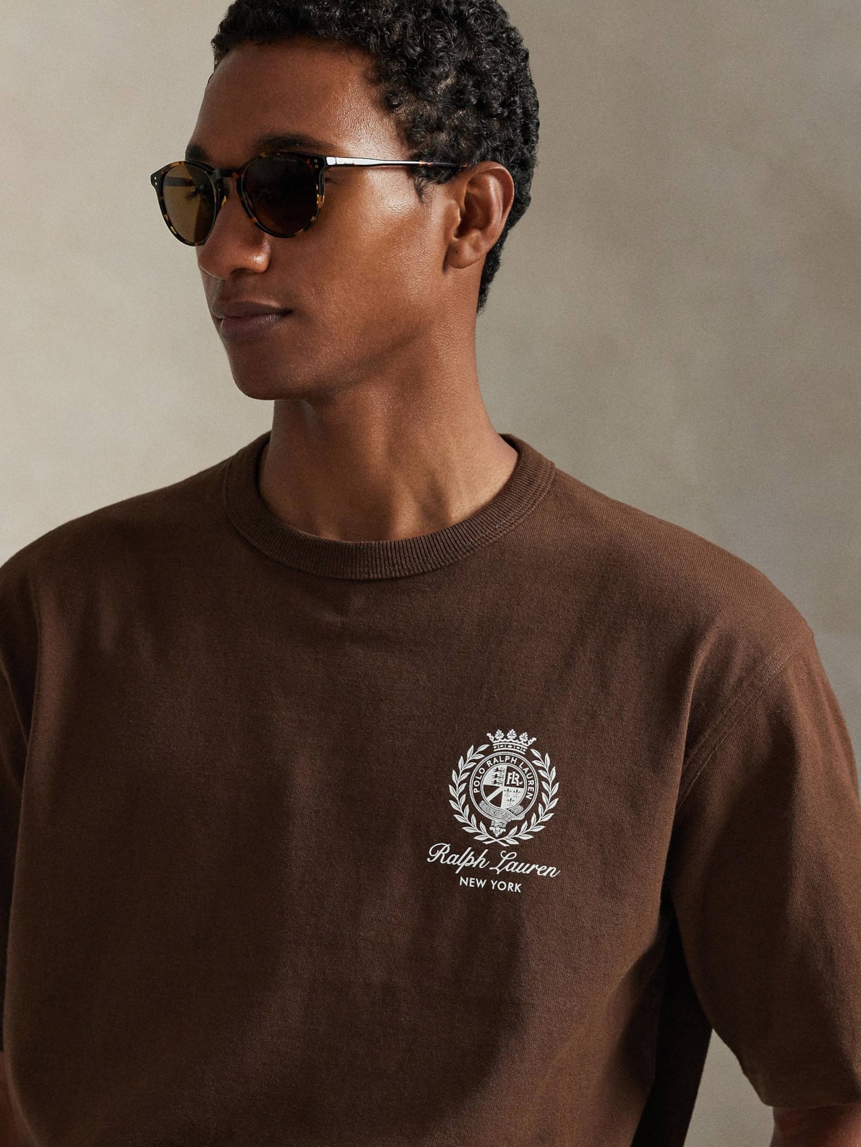 Camiseta Masculina Manga Curta Bordado Preppy Marrom Polo Ralph Lauren