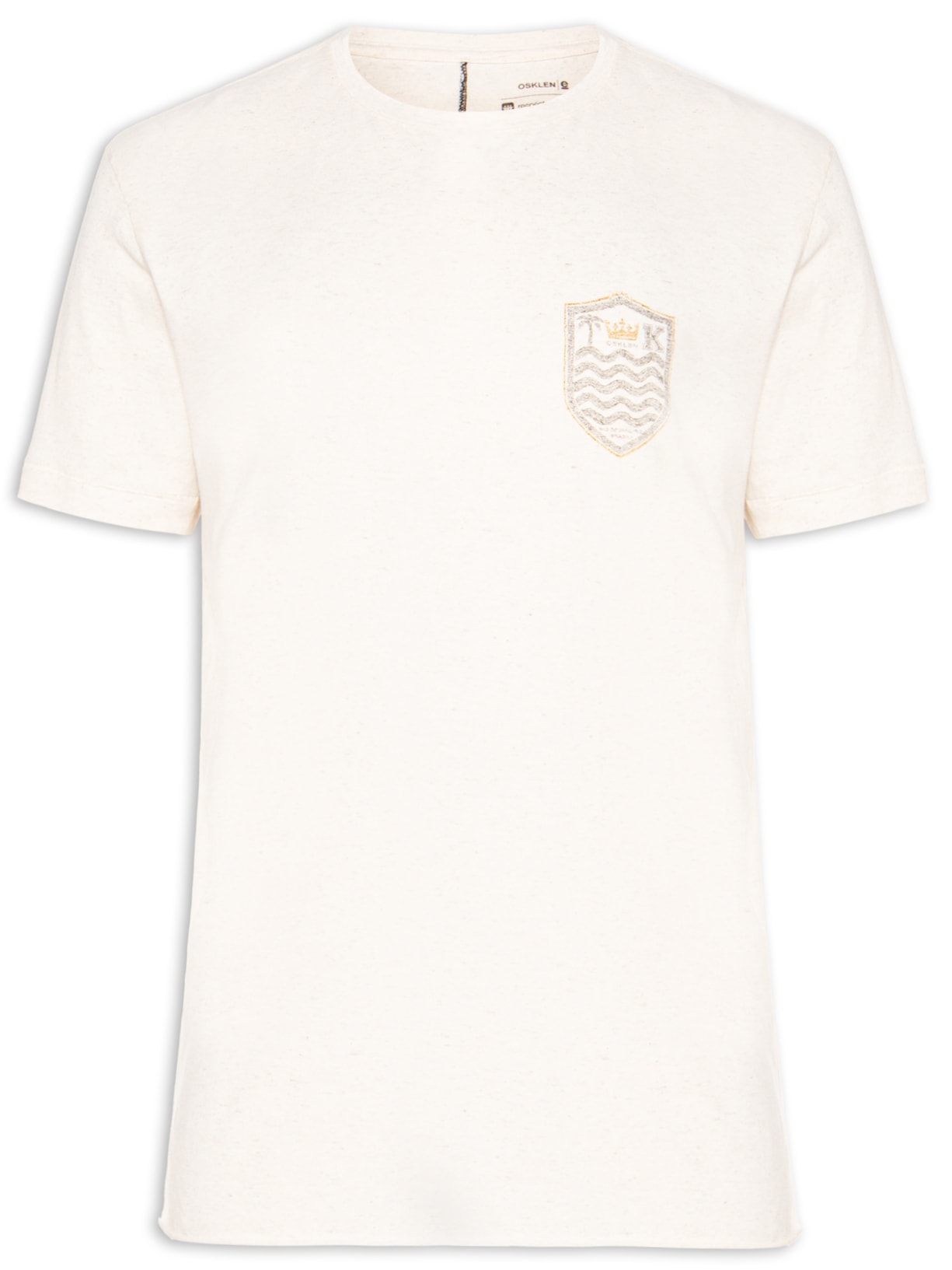 Camiseta Masculina Manga Curta Brasão Rustic Linen Bege Osklen