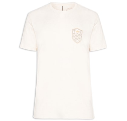 Camiseta Masculina Manga Curta Brasão Rustic Linen - Bege