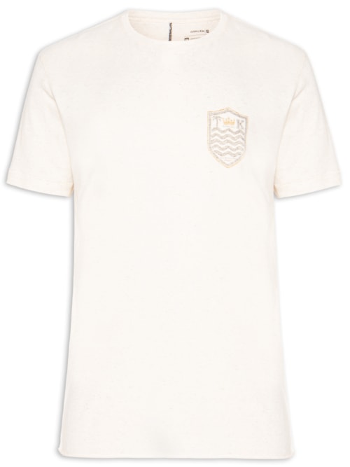Camiseta Masculina Manga Curta Brasão Rustic Linen - Bege