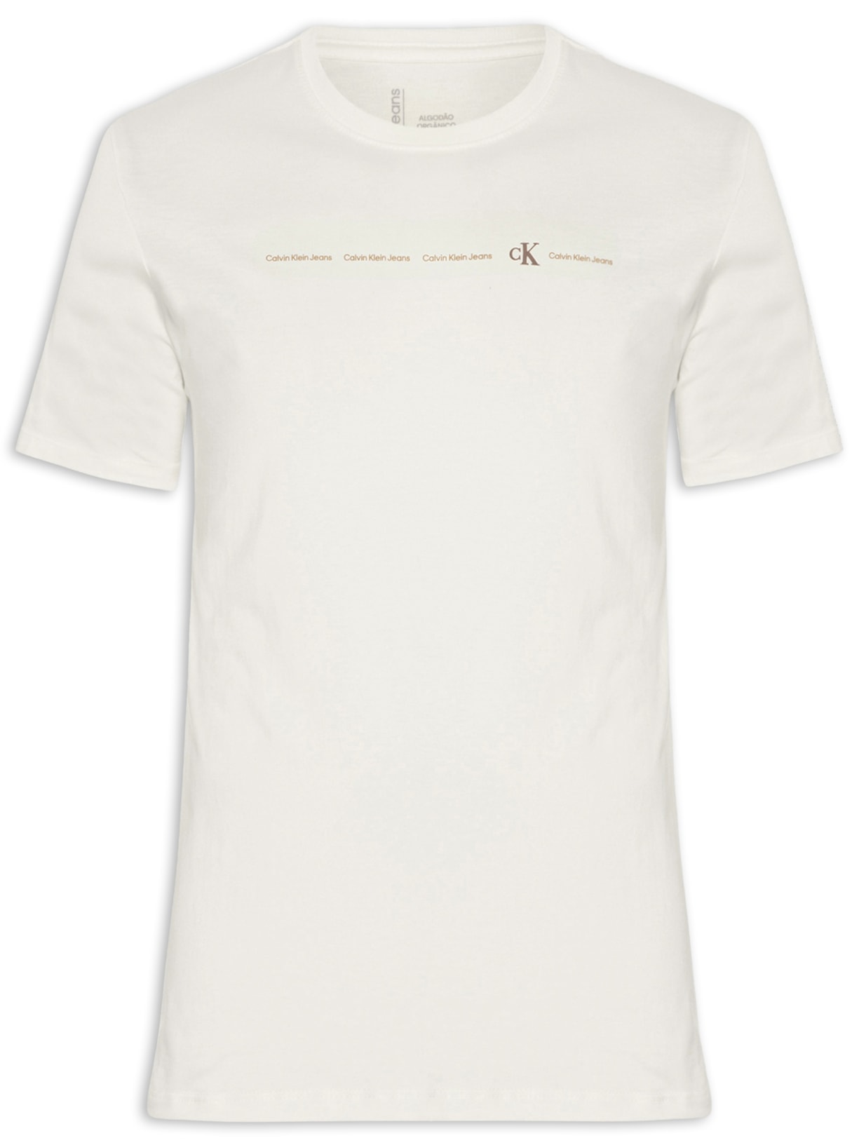 Camiseta Masculina Manga Curta CKJ Logo Branco Calvin Klein Jeans