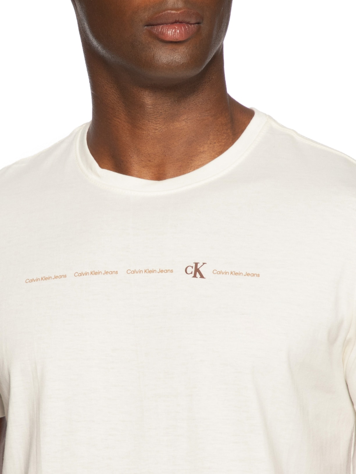 Camiseta Masculina Manga Curta CKJ Logo Branco Calvin Klein Jeans