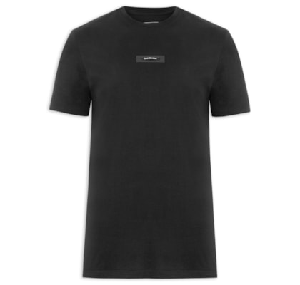 Camiseta Masculina Manga Curta CKJ Logo Leath - Preto