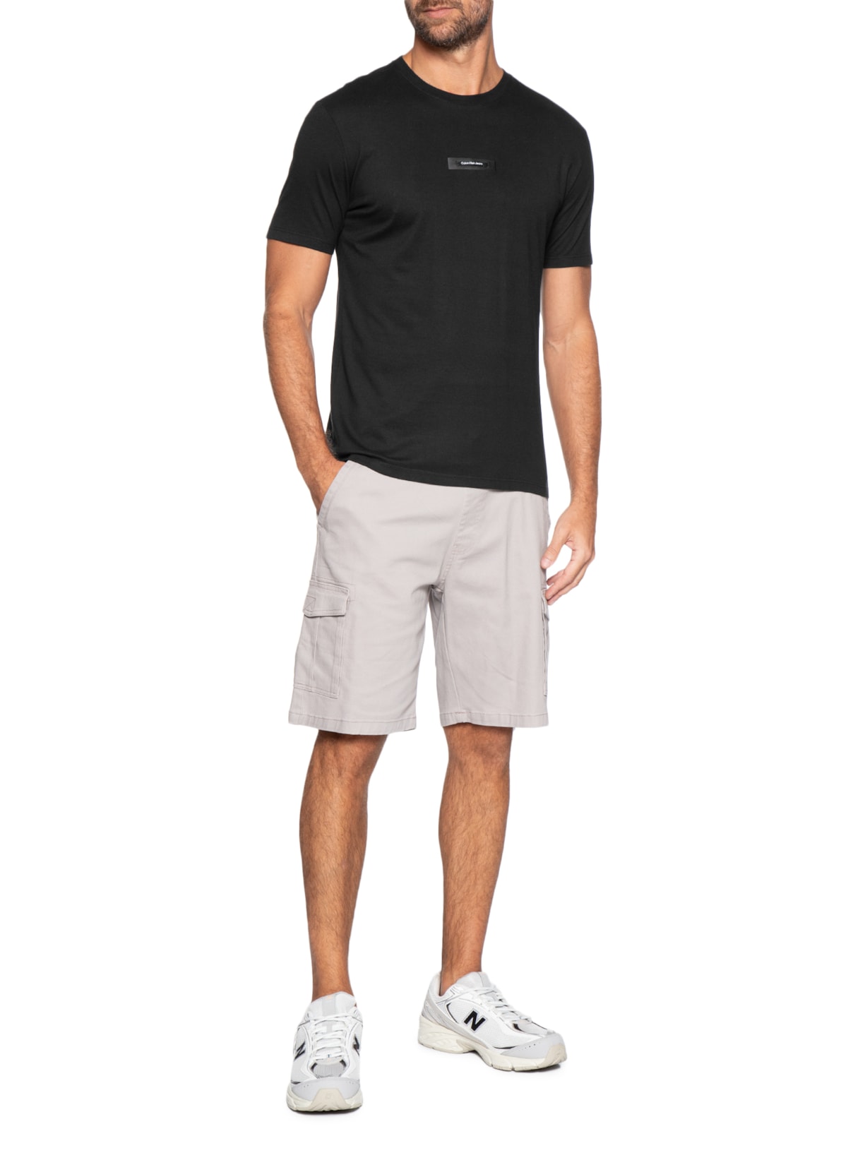 Camiseta Masculina Manga Curta CKJ Logo Leath Preto Calvin Klein Jeans