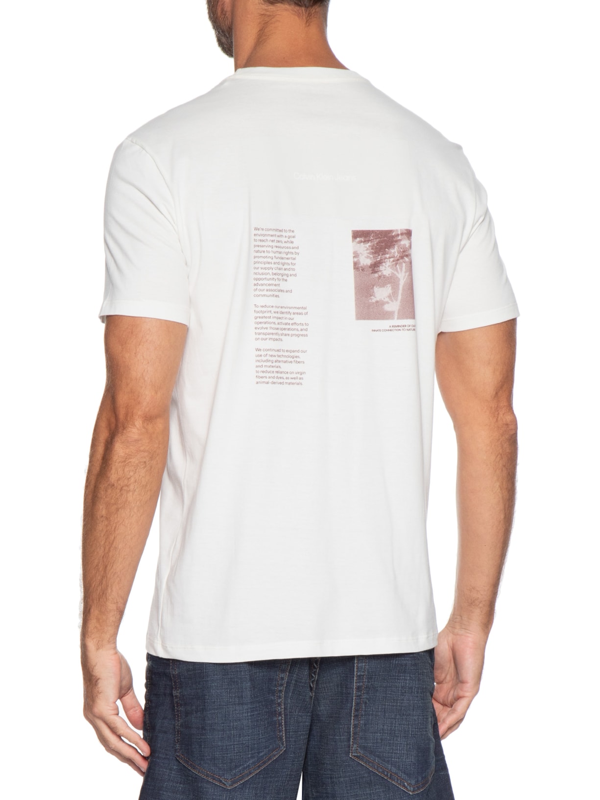 Camiseta Masculina Manga Curta CKJ Minimal Statement Branco Calvin Klein Jeans