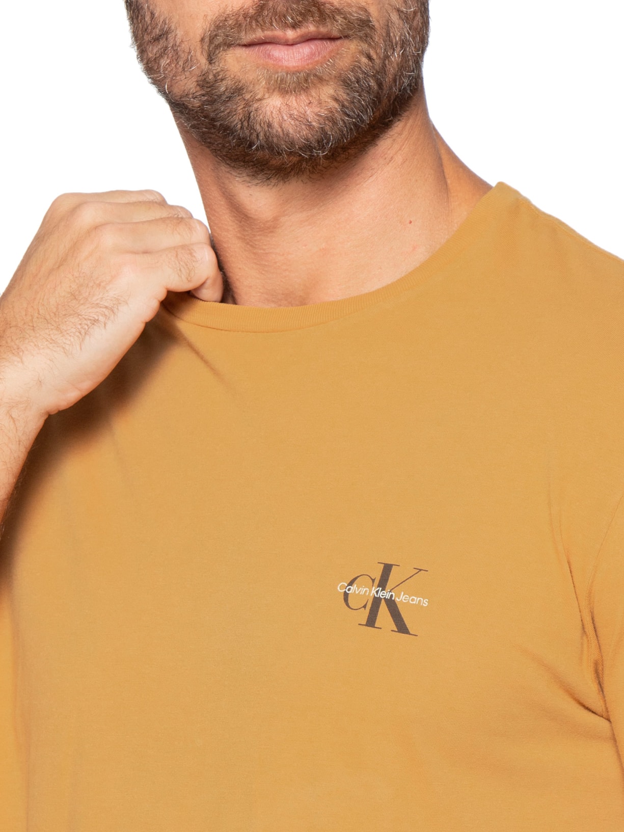 Camiseta Masculina Manga Curta CKJ Reissue Peito Bege Calvin Klein Jeans