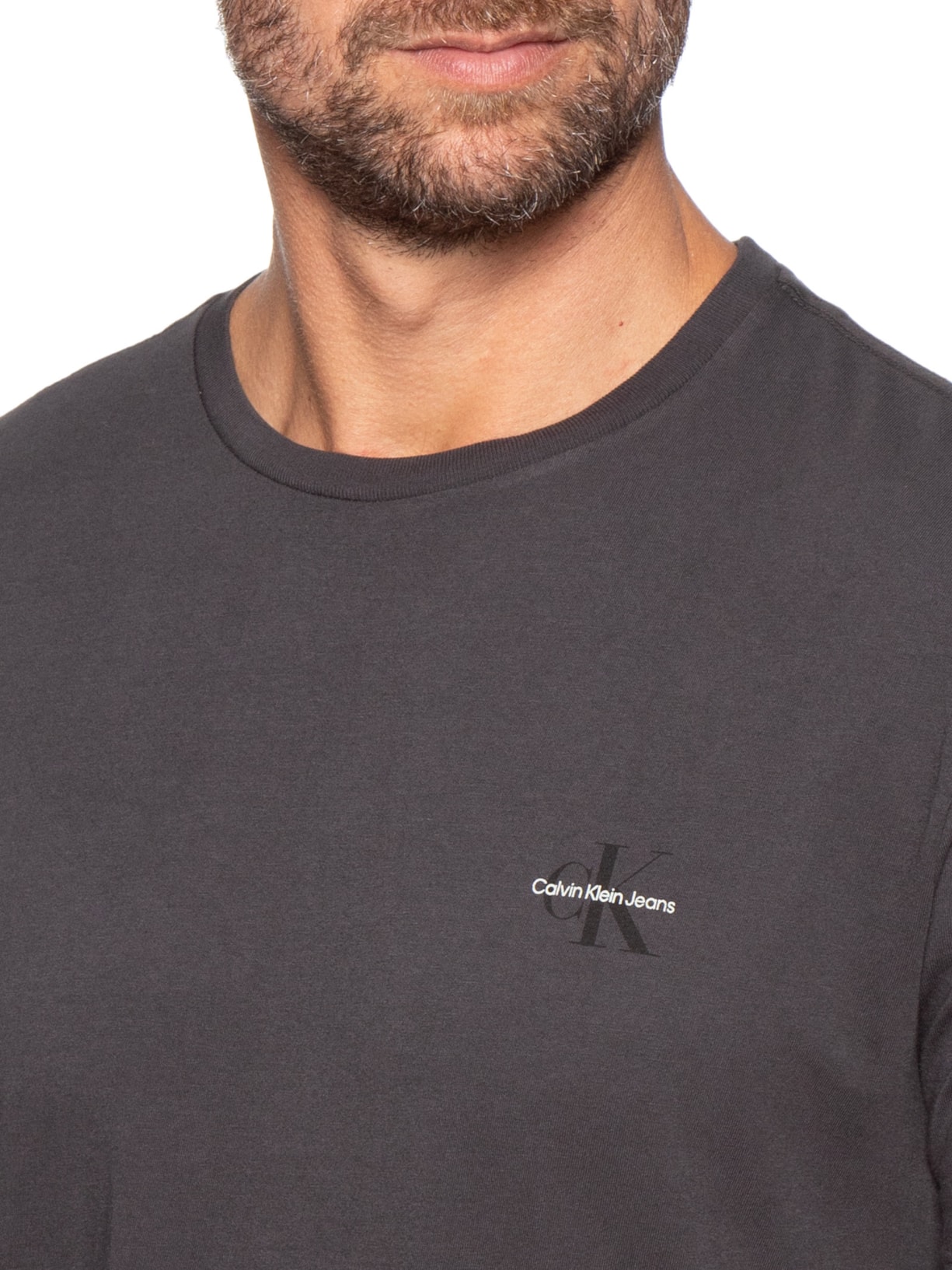 Camiseta Masculina Manga Curta CKJ Reissue Peito Cinza Calvin Klein Jeans