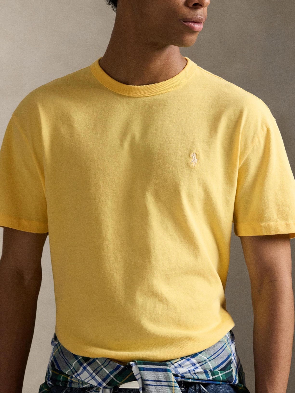 Camiseta Masculina Manga Curta Classic Logo Bordado Amarelo Polo Ralph Lauren