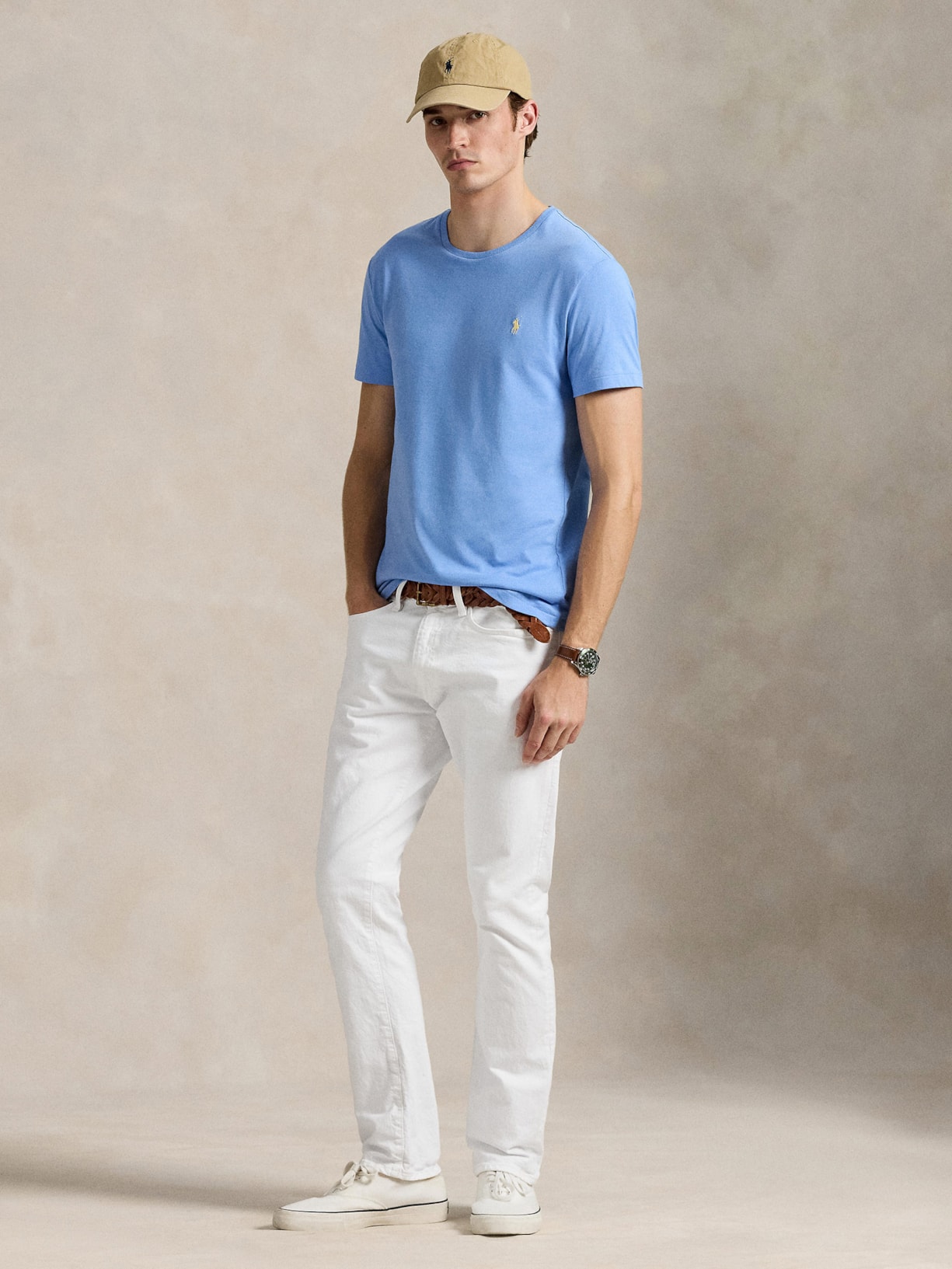 Camiseta Masculina Manga Curta Classic Logo Bordado Azul Polo Ralph Lauren