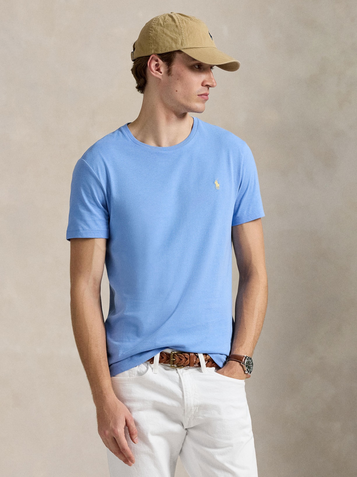 Camiseta Masculina Manga Curta Classic Logo Bordado Azul Polo Ralph Lauren