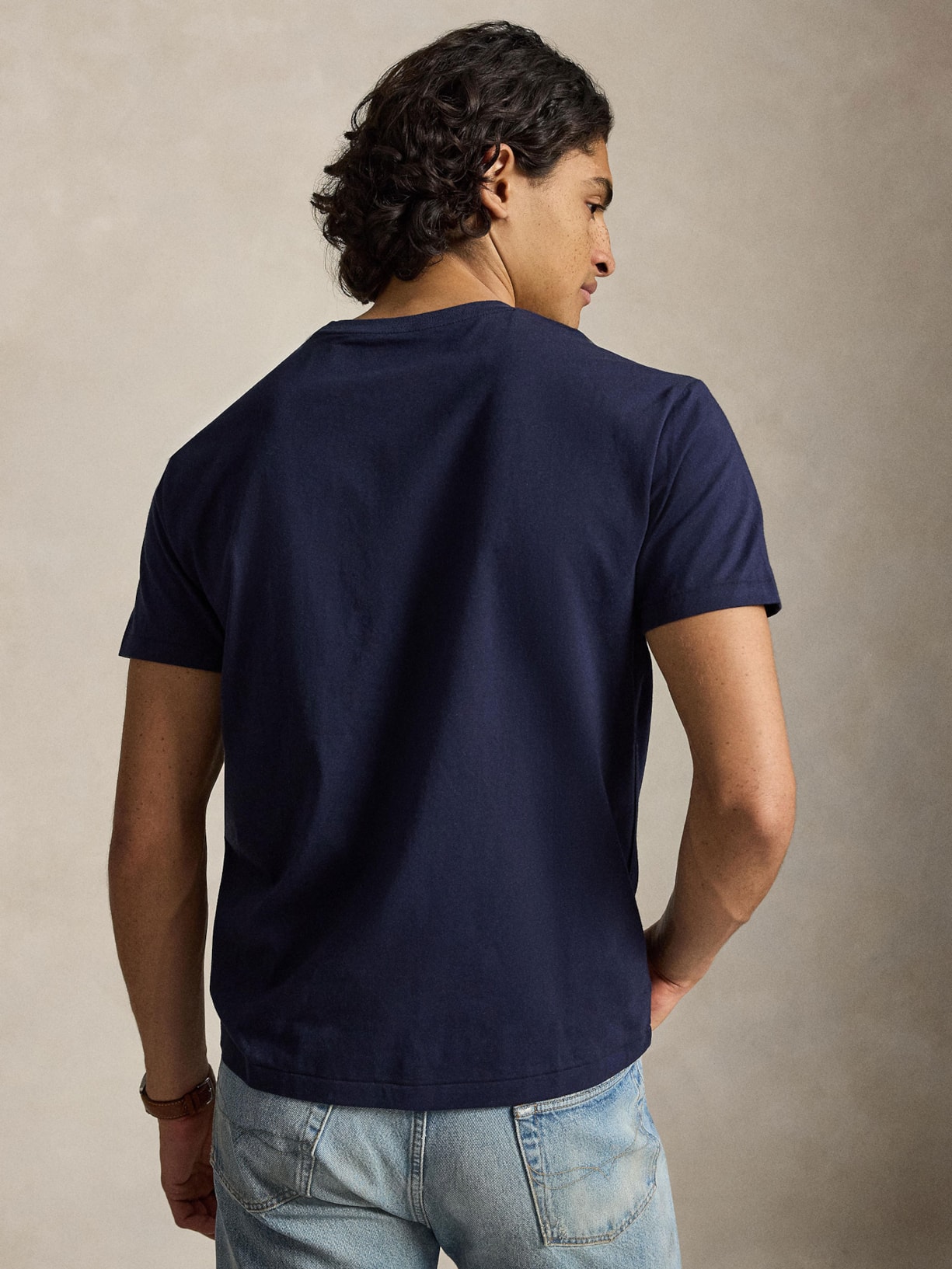 Camiseta Masculina Manga Curta Classic Logo Bordado Azul Polo Ralph Lauren