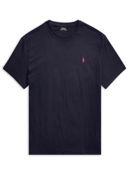 Camiseta Masculina Manga Curta Classic Logo Bordado - Azul