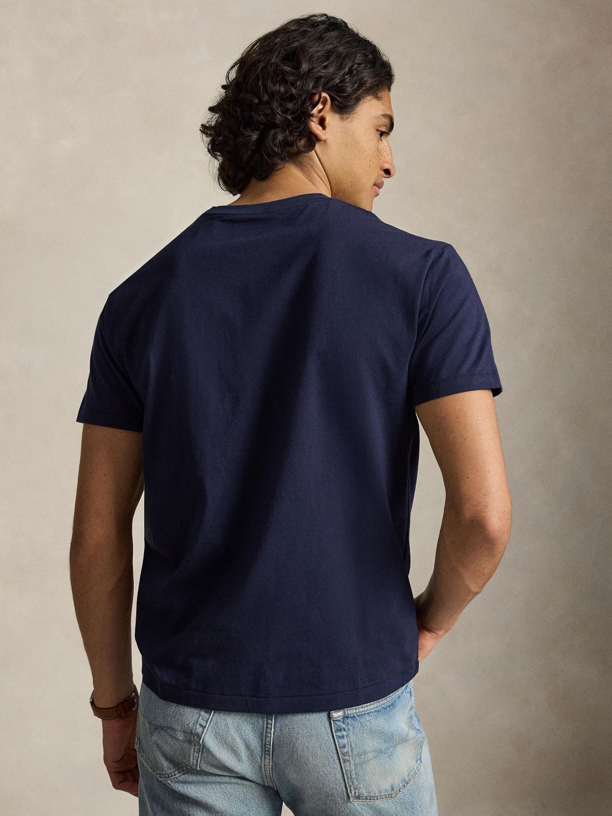 Camiseta Masculina Manga Curta Classic Logo Bordado Azul Polo Ralph Lauren