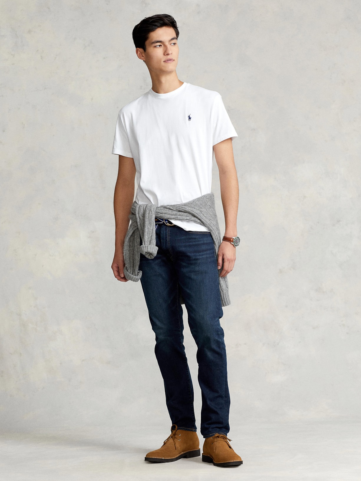 Camiseta Masculina Manga Curta Classic Logo Bordado Branco Polo Ralph Lauren