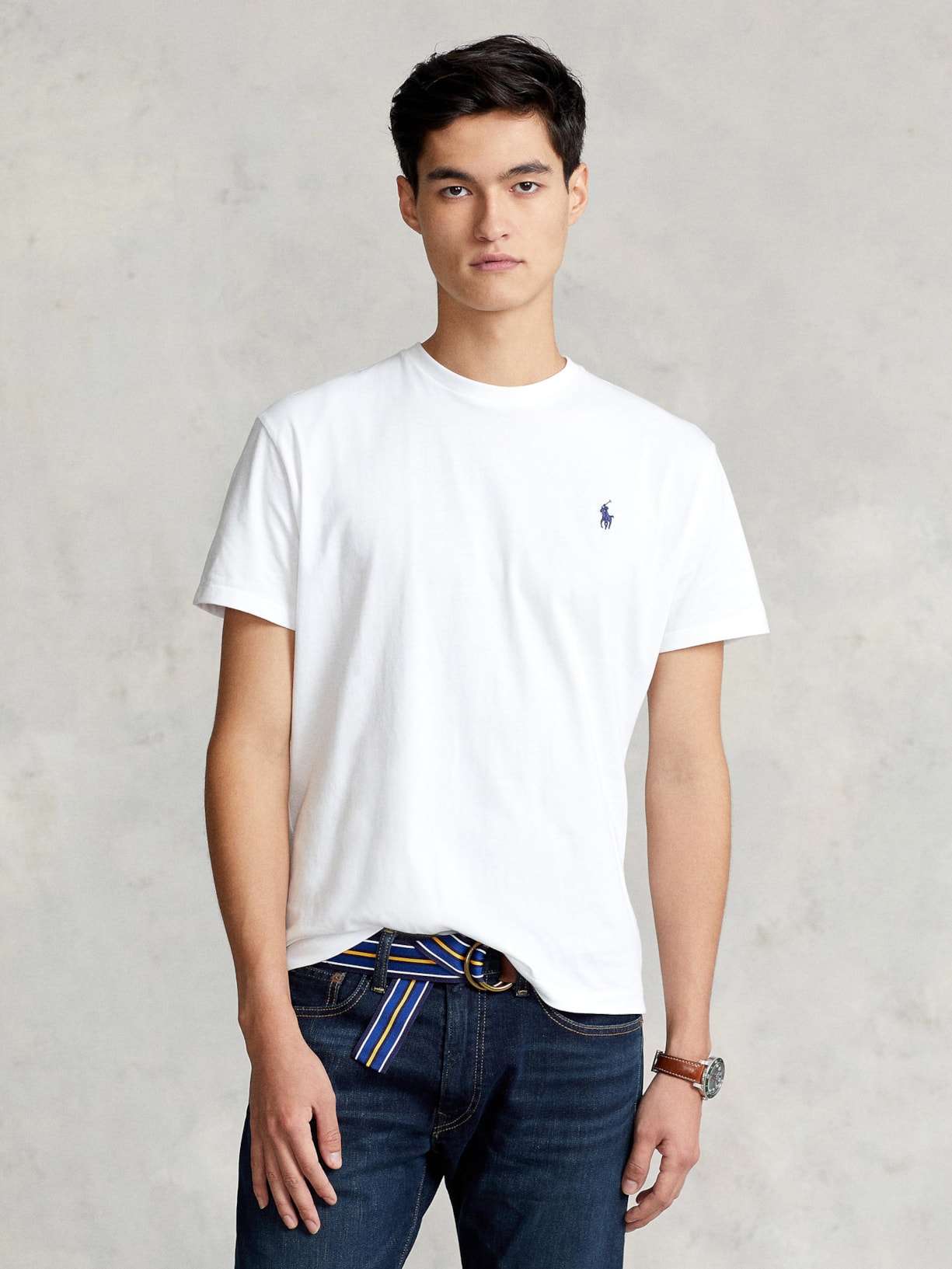 Camiseta Masculina Manga Curta Classic Logo Bordado Branco Polo Ralph Lauren