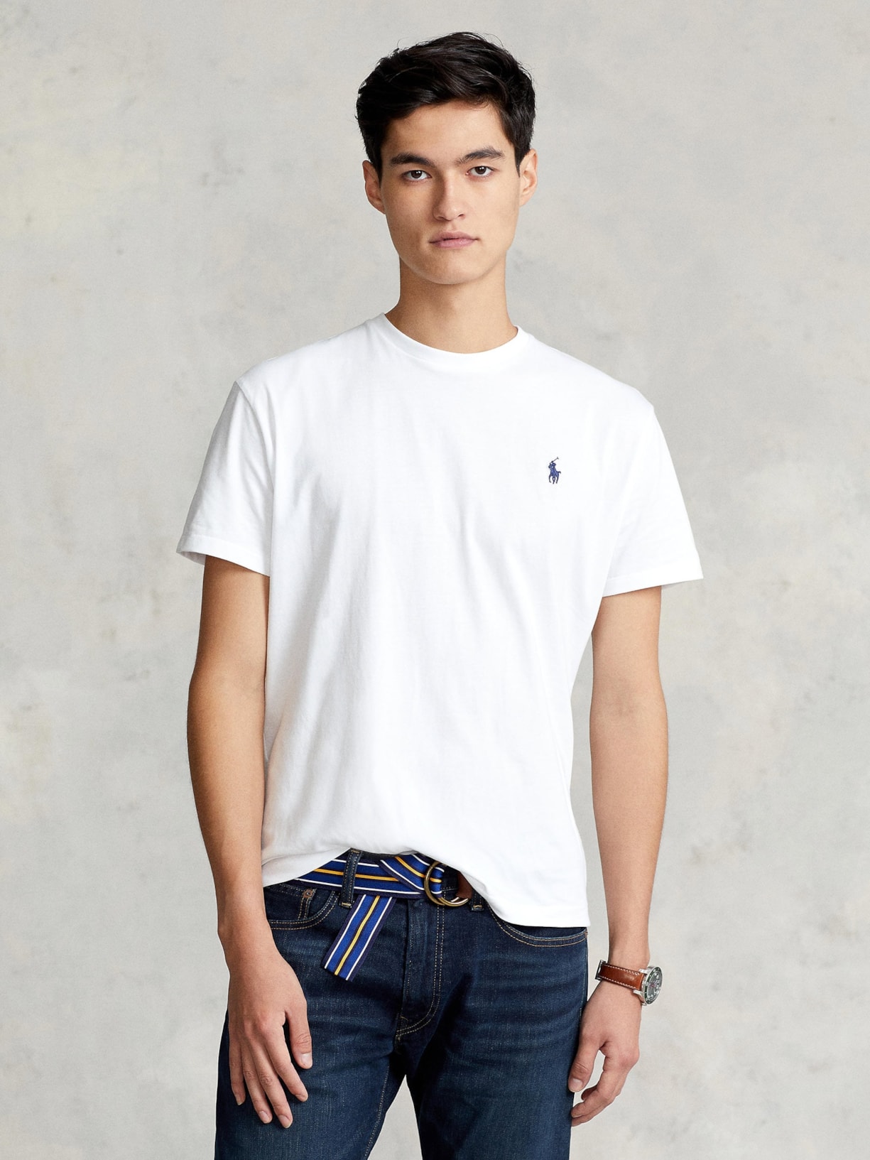 Camiseta Masculina Manga Curta Classic Logo Bordado Branco Polo Ralph Lauren