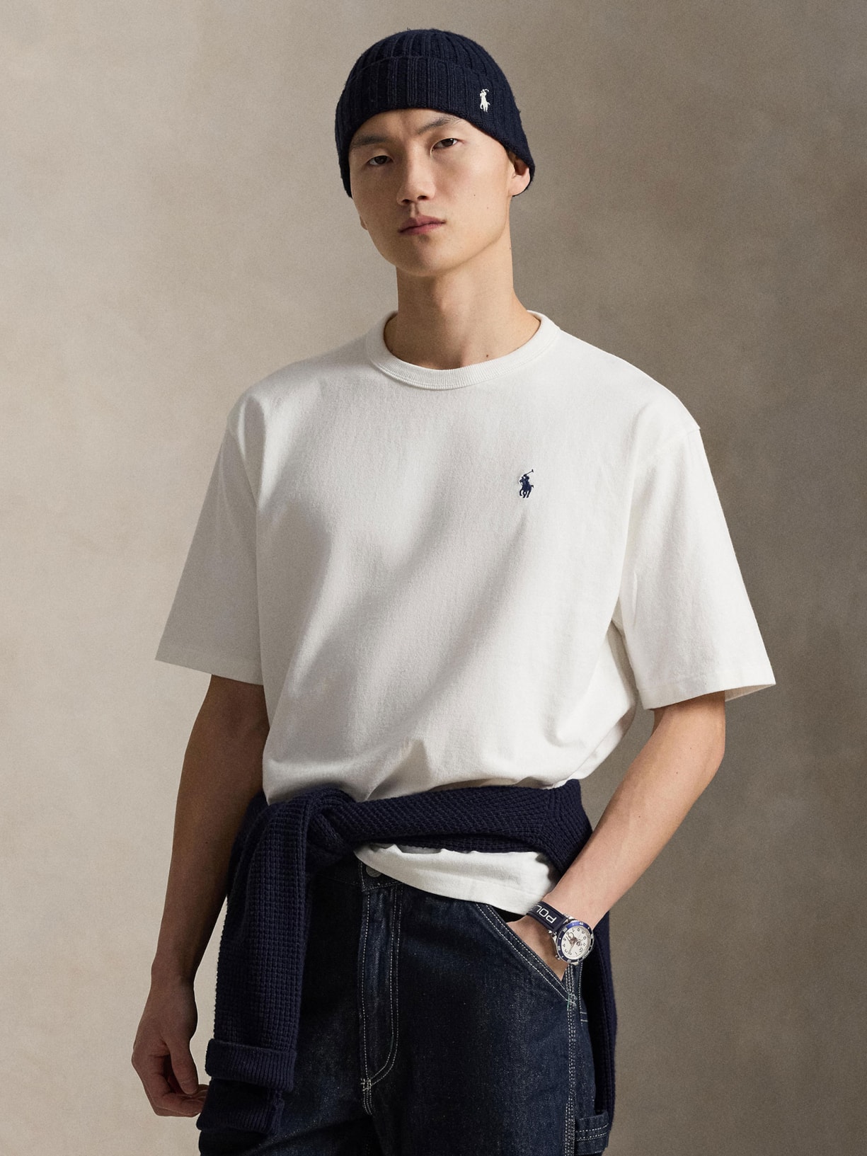 Camiseta Masculina Manga Curta Classic Logo Bordado Branco Polo Ralph Lauren