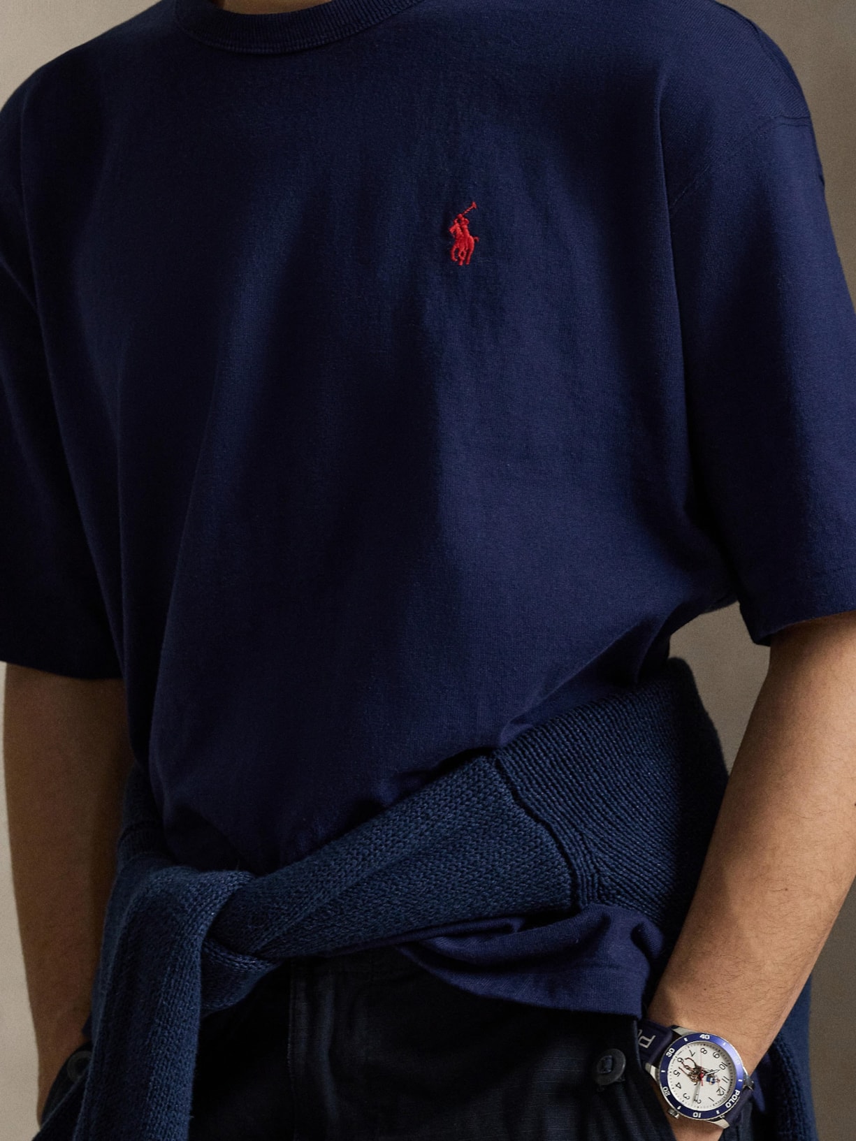 Camiseta Masculina Manga Curta Classic Logo Bordado Fit Relaxed Azul Polo Ralph Lauren